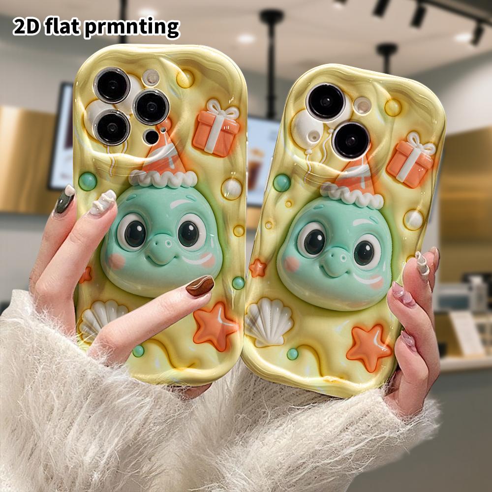 Phone Case: 2D flat design, suitable for iPhone 18, 17, 16, 15, 14, 13 Pro protective cases, party little turtle, perfect Christmas and Halloween holi