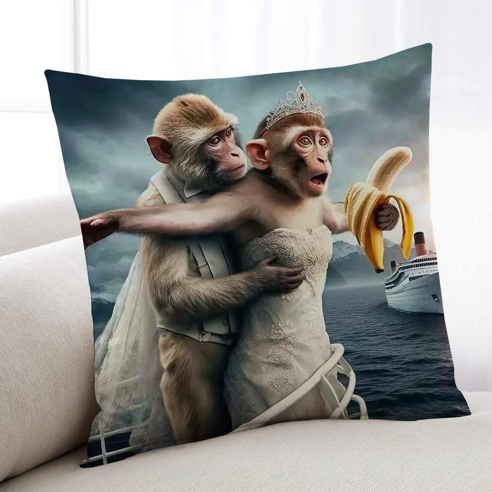 Funny Gentleman Monkey cushion cover Home Bedding Sofa living Room pillowcase Simple Soft Skin Cushion Cover Party Gift
