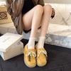 Yellow Platform Boken Shoes Women's All-inclusive Height Increase Summer and Autumn 2025 New Models with Skirts Lace-up Loafers Single Shoes