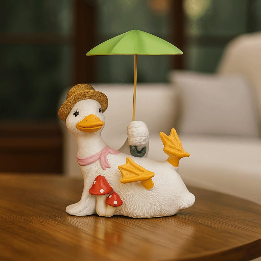Model Umbrella Duck Statue Simulated Cartoon Resin Animal Sculpture  Kids Birthday Gift