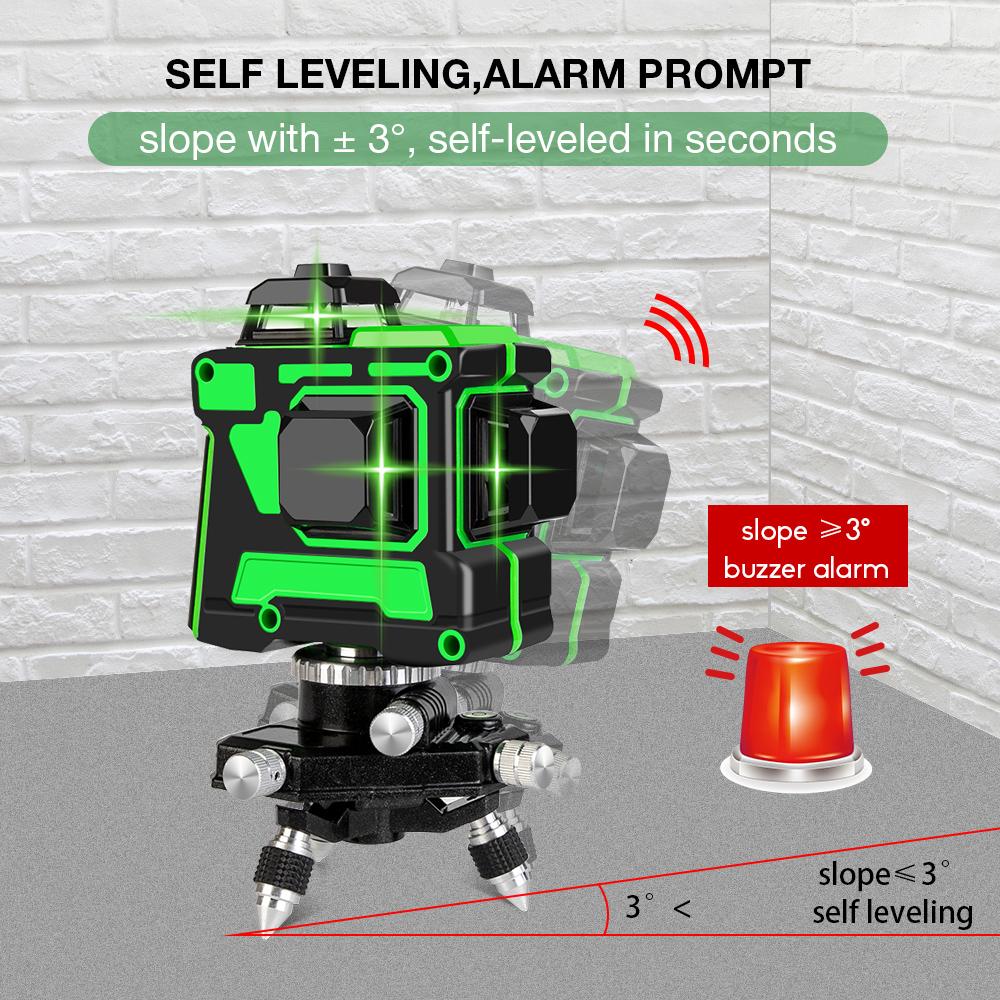 12 Lines 3D Level Green Line Self Leveling 360 Degree Horizontal Vertical Cross Lines Level Machine