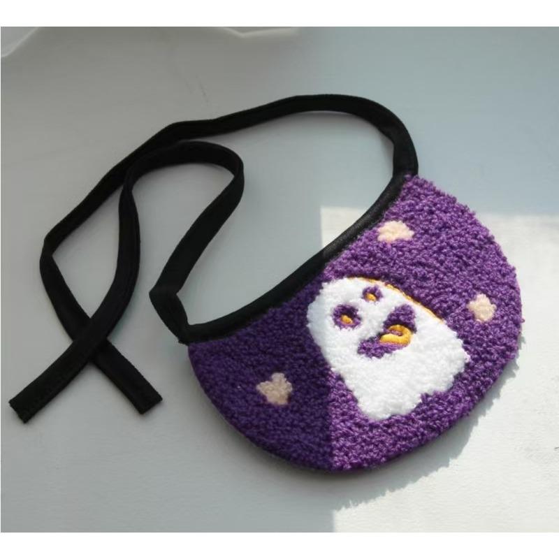 

Pet Saliva Wipes, Halloween and Ghost Festival Elastic Tie Decorations, Dog and Cat Pumpkin Ghost Cartoon Embroidery Supplies M фиолетовый