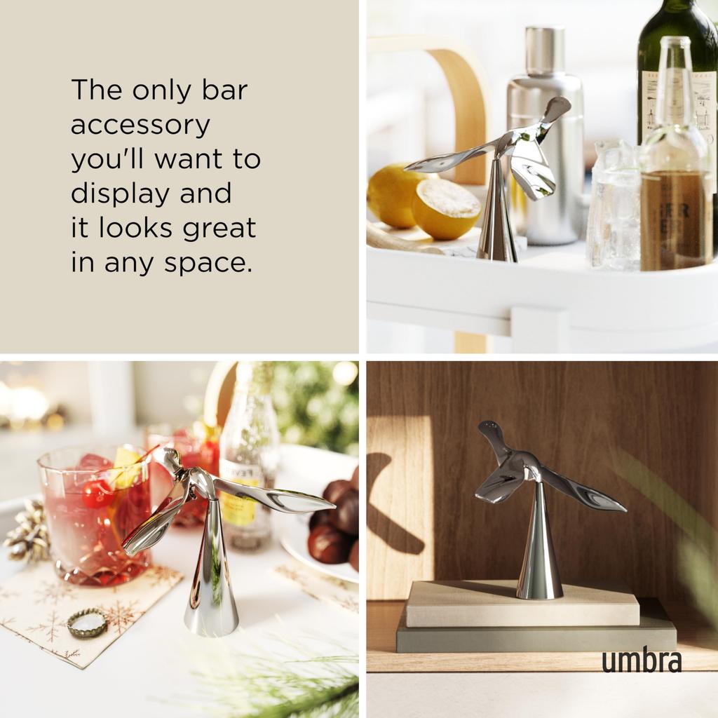 Umbra Tipsy Chrome Bottle 21013387158 Corkscrew, Opener,