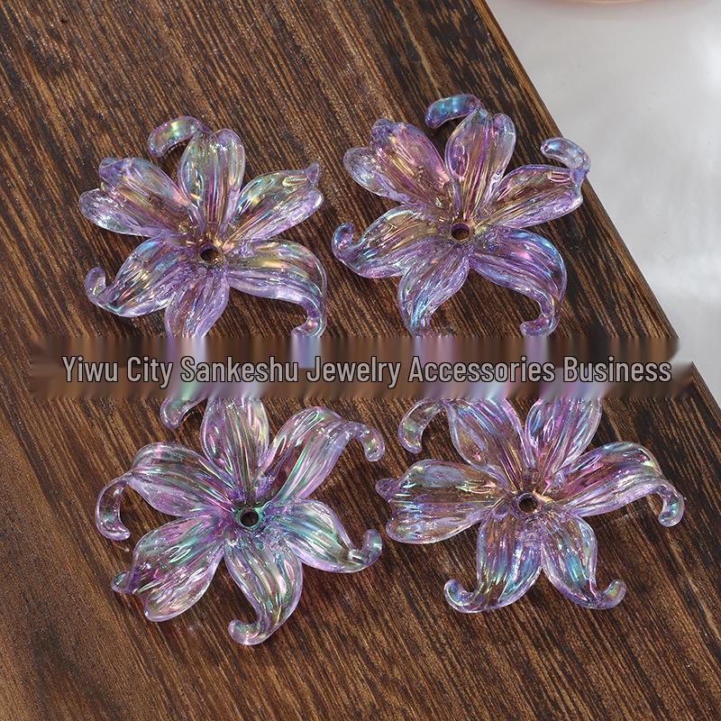 Acrylic Ocean Iris Six-Petal Flower DIY Hair and Clothing Accessories