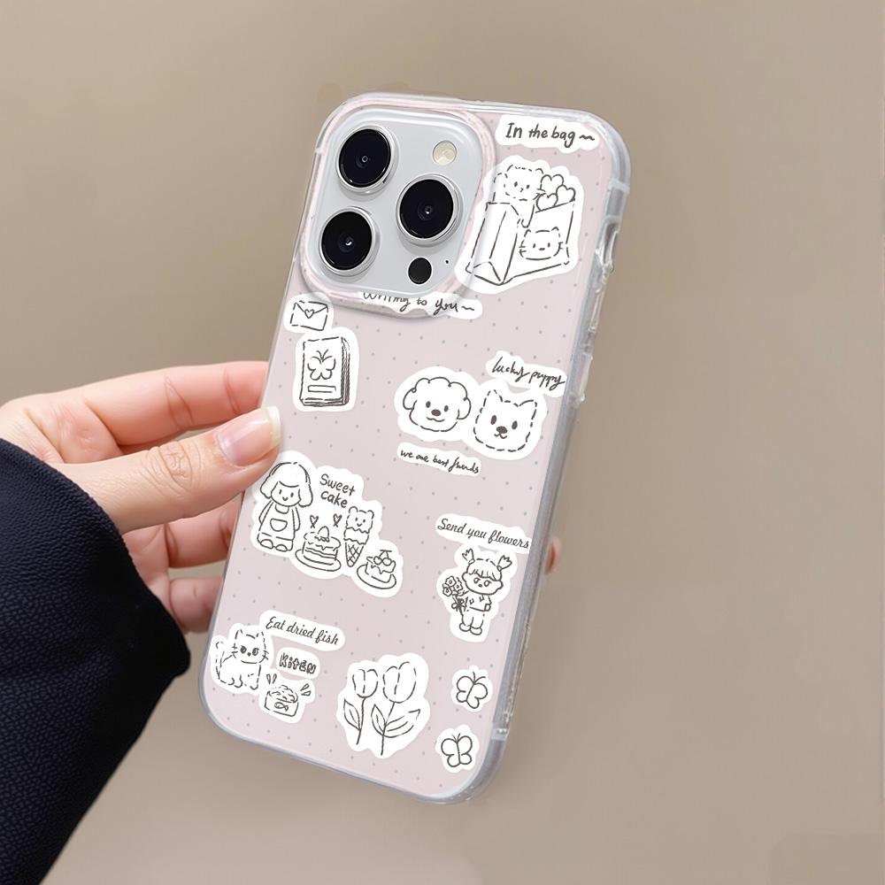 Painted Phone Case for iPhone 12 13 15 16 iPhone 16 12 13 14 15 Pro  14 15 16 Pro Max Coverage Shockproof Anti-Fingerprint Fresh Style Protective Case