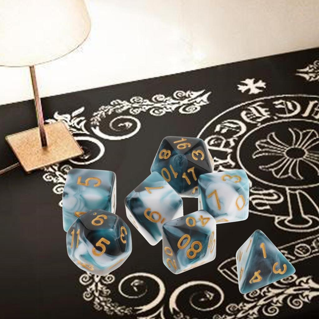 7pcs/set Colors Acrylic Polyhedral Dice Set D4 D6 D8 D10 D12 D20 7-Die Astrology Dice Props for DND Family Games Table Games