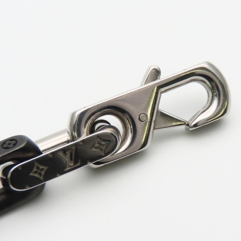Used LOUIS VUITTON bracelet Monogram Chain M00687 metal 51.3g Silver black Accessories