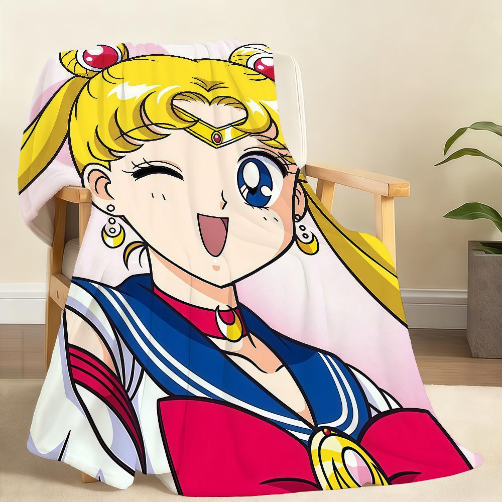 S-SailorS Anime M-MoonS Anime Blanket For Soft Throw Blanket for Picnic Bed Sofa Home Bedroom Cozy Warm Comfortable