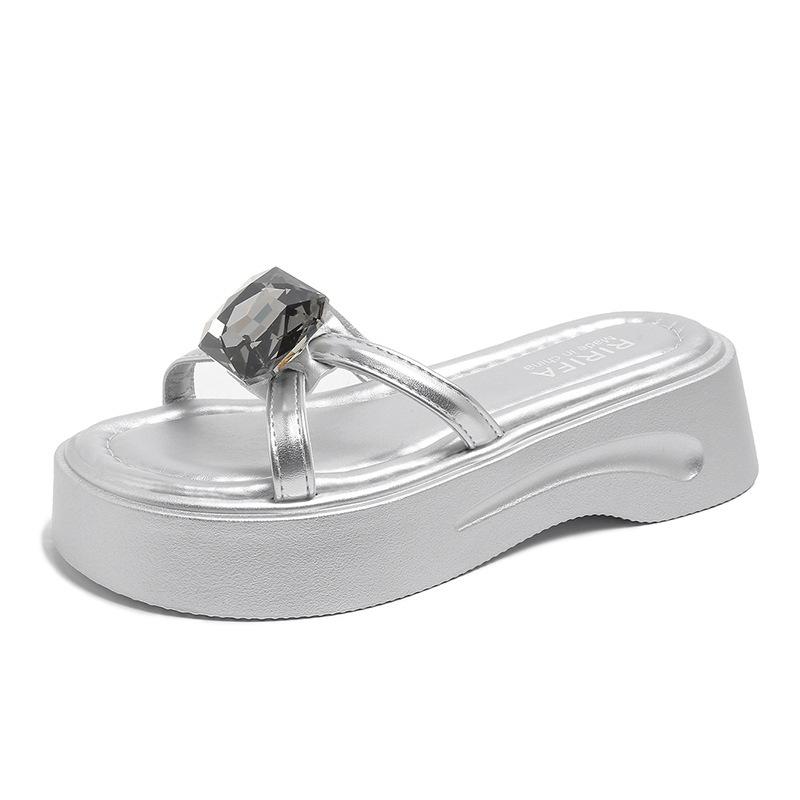 Auf Scheiße treten Französischer Muffin Dicksohlige coole Hausschuhe Damen Sommerbekleidung 2025 neuer Feenstil vielseitig Ein-Wort-Schlappen Damen