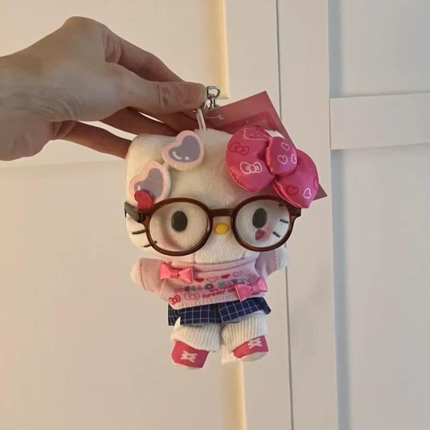 Sanrio Ins Style Girlish Heart Hello Kitty Plush Toy Cute Bag Pendant Bedroom Sofa Decoration Keychain Ornament Gift
