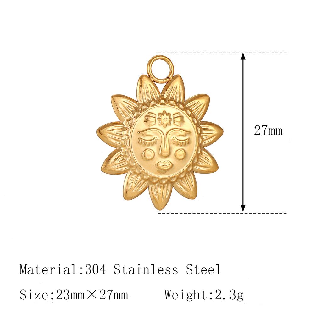 3Pcs Large Heart/Sun Face/Flower Charms Stainless Steel Rectangle Big Pendants for Jewelry Connector DIY Necklace Jewelry Making