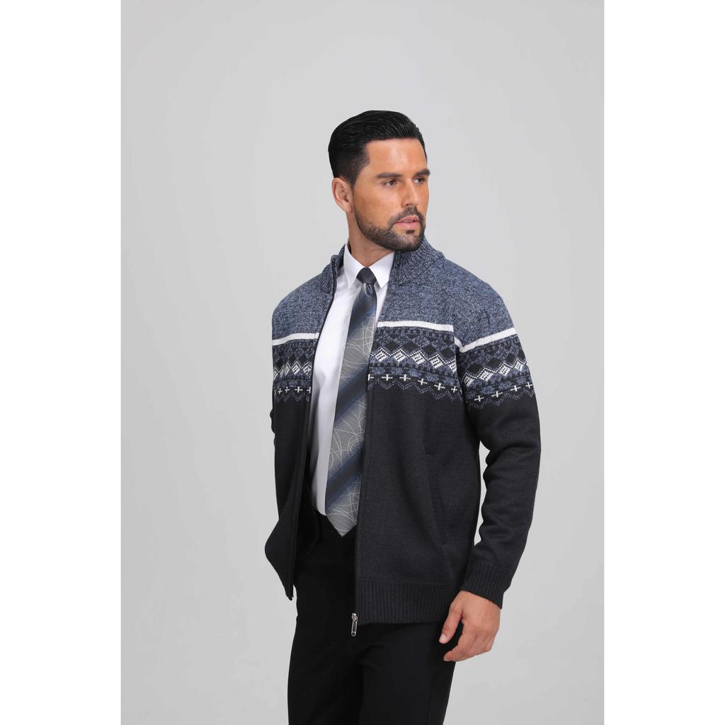 Cozy Up Sweaters for Men,Men's Full Zip Cardigan Sweater Casual Cable Knitted Stand Collar Sweater with Pockets Jackets for Men