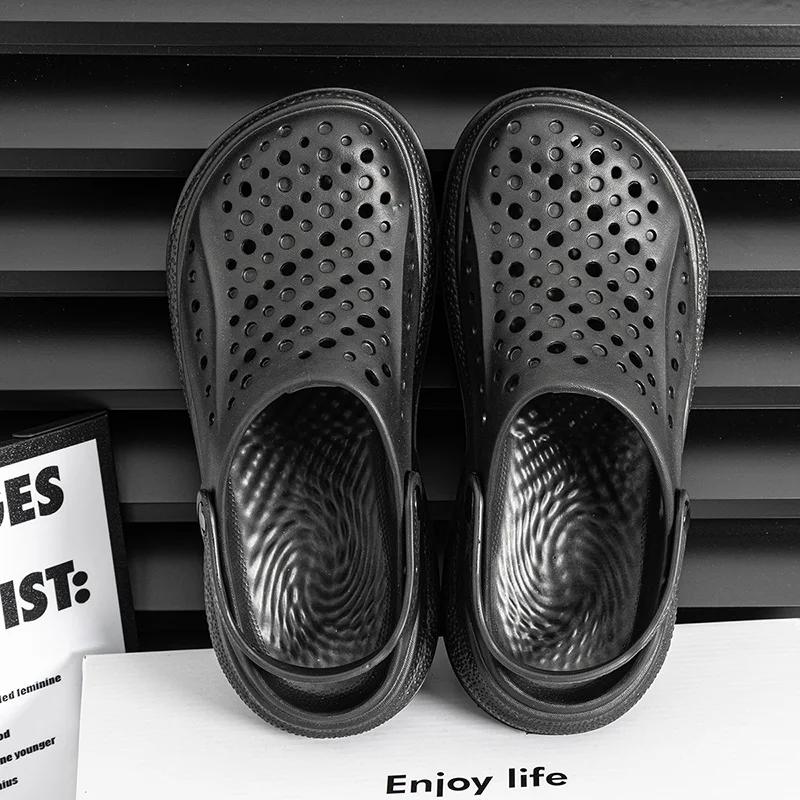 2024 Beach Outdoor Sandals Mens Slippers New Waterproof Summer Water Shoes Big Toe Holey Shoes For Men  Sandals Wrapped Slippers