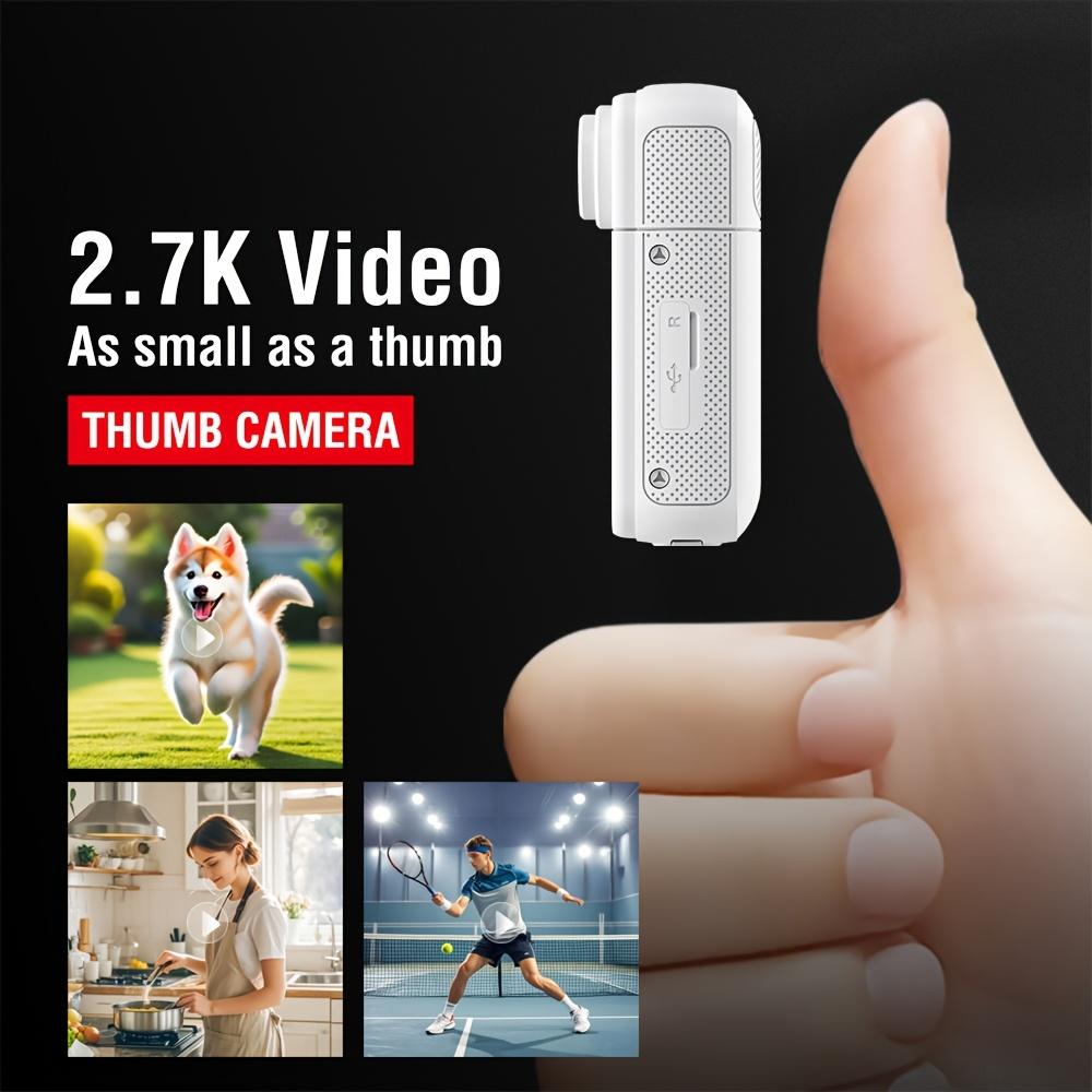 2,7K Ultra High Definition Finger-Actionkamera mit Magnetband, 180° drehbarem Objektiv und 64GB Karte – tragbare POV-Kamera für unterwegs