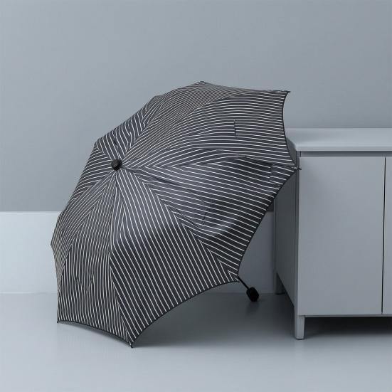 Striped Folding Umbrella with Wavy Edge, Sun Blocking UV Protection Travel Umbrella, Windproof Rainproof Portable Sun Rain Umbrella for Women