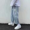 Mens Relaxed Straight Fit Denim Jeans With Gothic Hip Hop Embroidery Mid-Rise Slightly Stretchy Cotton Blend