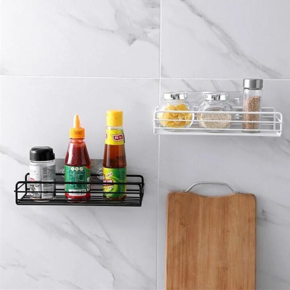 Black Bathroom Storage Rack Iron Corner Frame Shower Organizer Shelf Punch Free Mounted Kitchen Caddy Holder