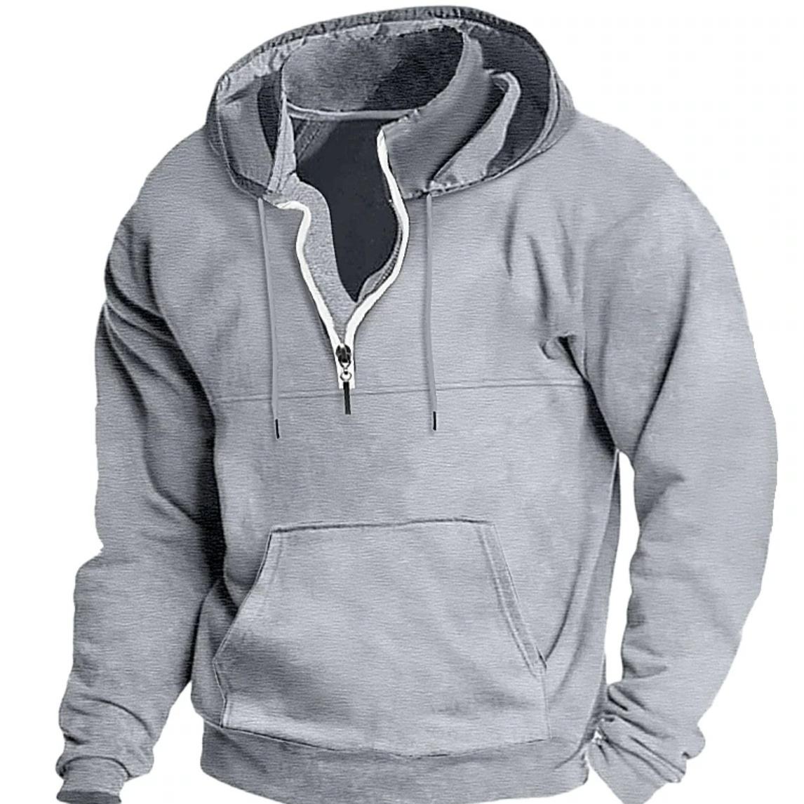 

Нове товсте повсякденне пальто з капюшоном. Чоловіче вільне худі з принтом L сірий