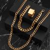 Jewelry Set Casting Square Men's Ring Punk Hip-Hop Style Cuban Chain Stainless Steel Accessories