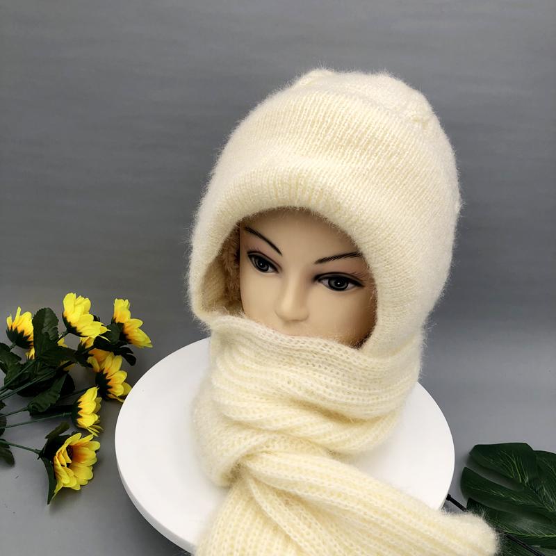 Frauen Winter Gestrickte Kapuze Hut Schal Kappe Dicke Warme Outdoor Stilvolle Schal Hüte Weibliche Herbst Headwear Mädchen Mode Elastische Mützen