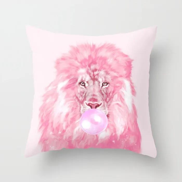 Pink Pattern Pillowcase Office Living Room Home Pillowcase Car Ornaments