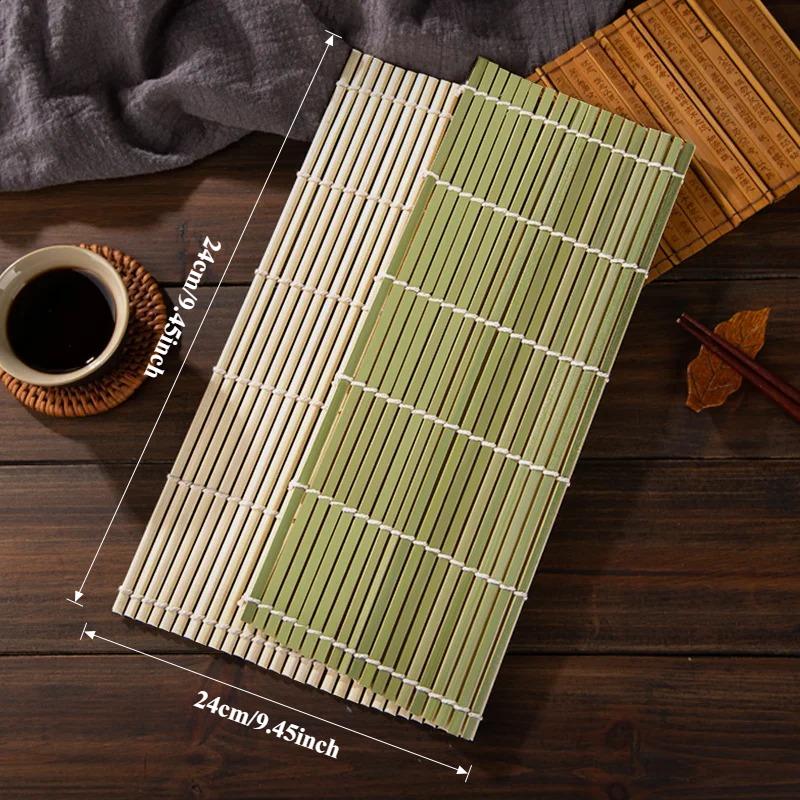 Sushi Roll Bamboo Green White Skin Sushi Mat Curtain Handmade Bamboo Curtain Non-stick Tools Japanese Kitchen Utensils