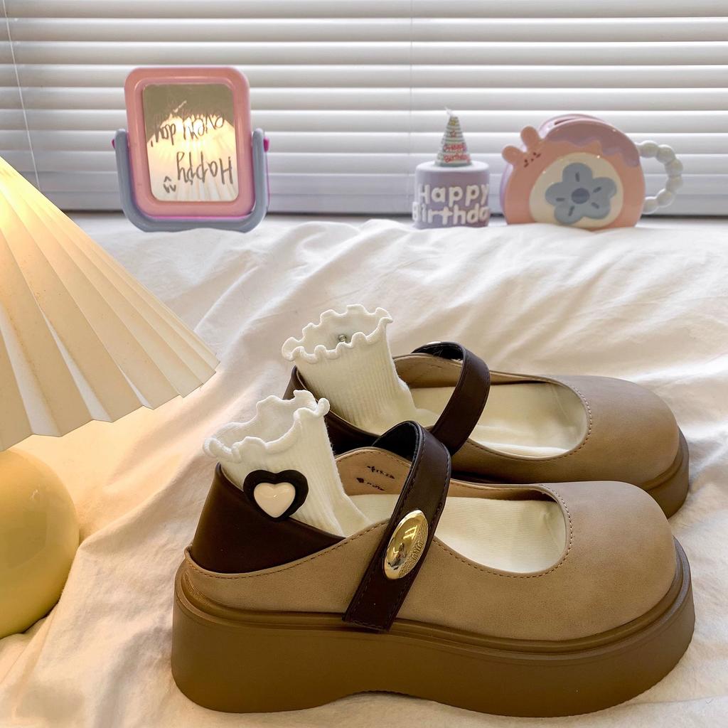 2025 Spring Versatile Women's Shoes Platform Mary Jane Shoes New Casual Shoes Light Mouth Single Shoes British Style Small Leather Shoes Women