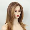 Ladies Fashion Long Straight Synthetic Wigs for Women Brown Blonde Ombre Wigs Heat Resistant Fiber Wigs for Daily Cosplay