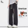 Chutang Men's American Style Loose Fit Wide-Leg Jeans