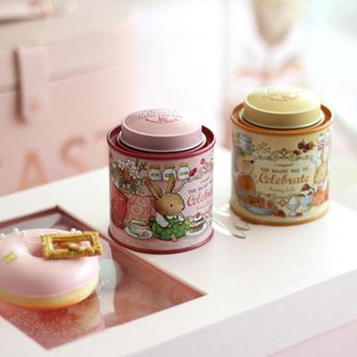 Cartoon Garden Rabbit Suitcase Storage Tin Candy Cookie Box Round Metal Jewelry Organizer For Wedding Birthday Party Gift Boxes