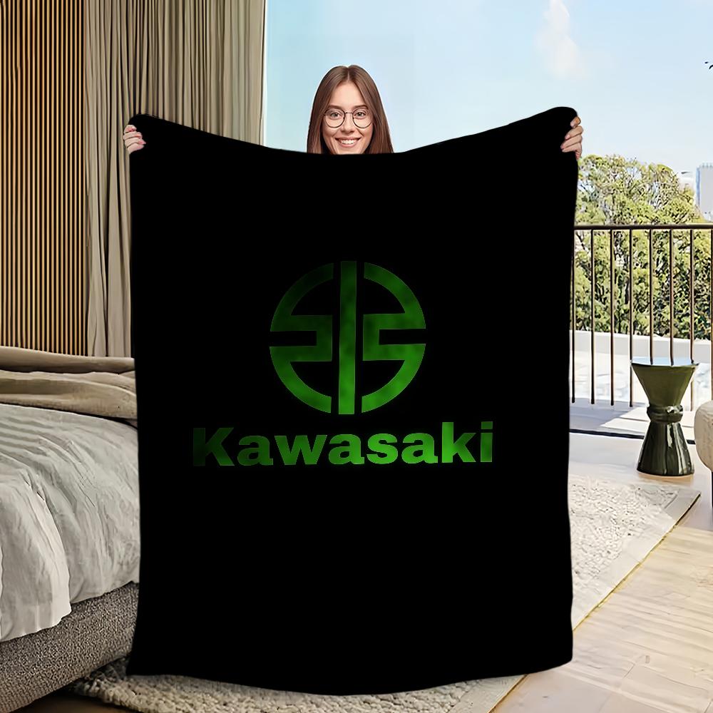 K-Kawasaki-ES Coperta con Logo Cool in Flanella Calda Confortevole Morbido Peluche per Picnic Letti Divani Case e Camere da Letto