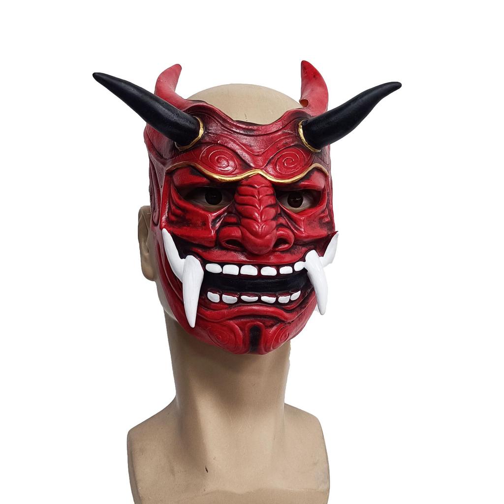 Rote Hannya Dämon Samurai Maske - Japanisches Noh Cosplay für Halloween