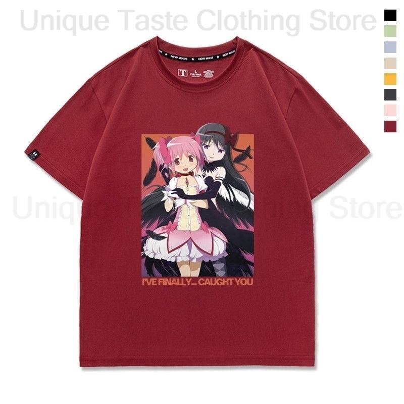 Puella Magi Madoka Magica T Shirt Cartoon Kaname Madoka Akemi Homura Print Tshirt Women Unisex Summer Cotton Short Sleeve Tee Tops S