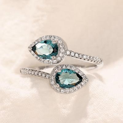 Huitan Stylish Bright Zirconia Adjustable Ring Women Engagement Accessories with Fashion Design Delicate Female Finger Jewelry