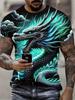 2026 Neues Herren 3D Drachenprint T-Shirt Lässiger Kurzarm Pullover Polyester Rundhals Sommer Outdoor Kleidung Erwachsenengröße