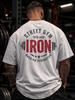 Thick Oversized White T-Shirt with IRON STREET GYM Print