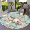 1 Stück Runder Teppich mit Blumenmuster, rutschfest, für Büro, Familie, Schlafzimmer, Teppich für große Flächen, Teppich für Innenbereiche, Langlebiges Polyester-L0330