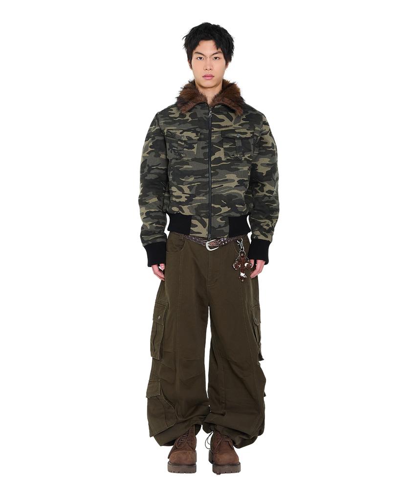 AAKAM Knee Pin-Tuck Double Pocket Cargo Pants (Khaki)