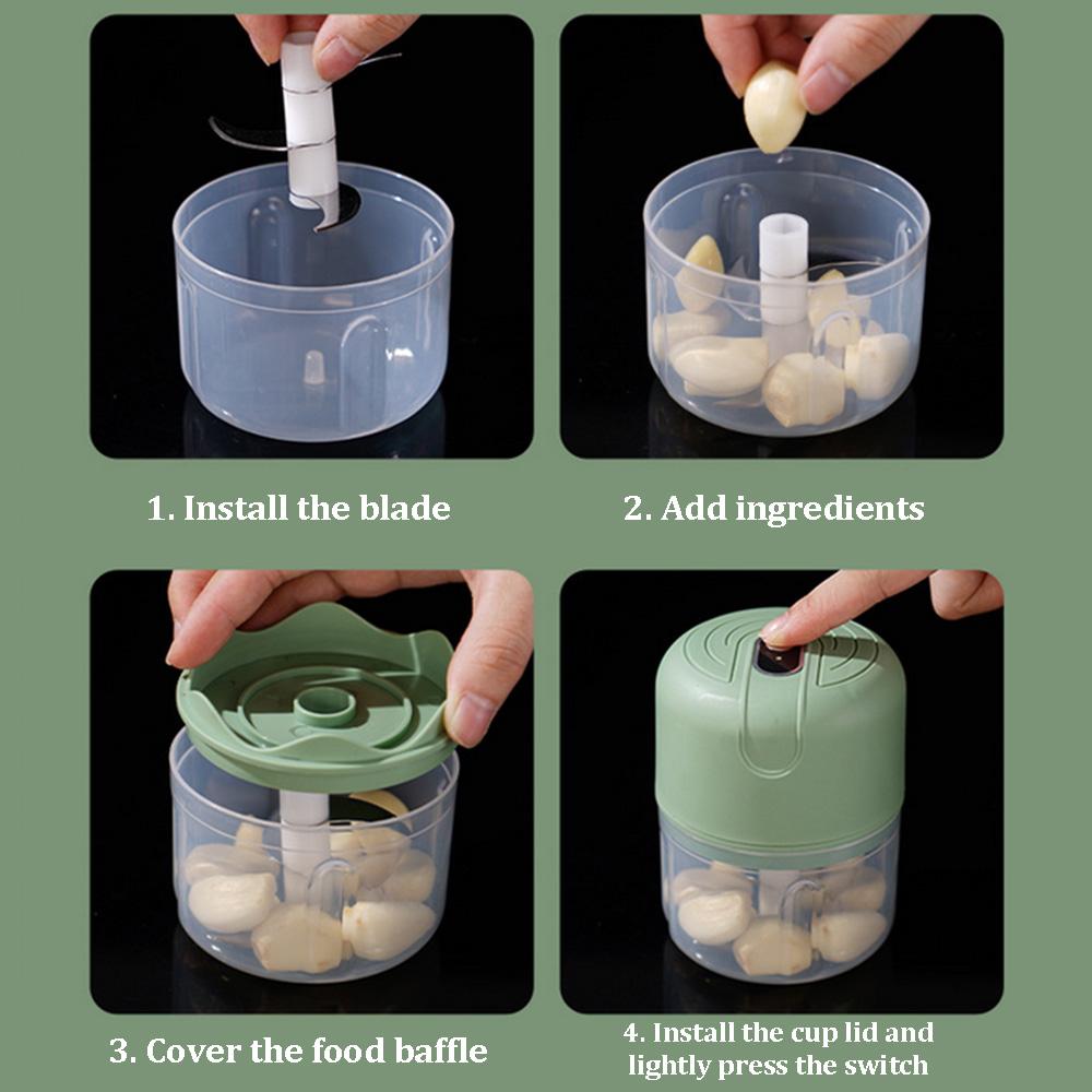 100/250ml Mini USB Wireless Garlic Masher Press Mincer Vegetable Chili Meat Food Chopper Kitchen Accessories