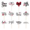 Gut-48 Stück Valentinstag Kuchenaufsätze- Happy Valentine's Day Partyzubehör Valentinstagszubehör Valentinstagskuchen Dekoration
