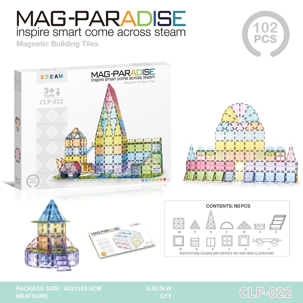 Stained Glass Magnetic Building Blocks Set - 100-Piece Educational Toy for Kids