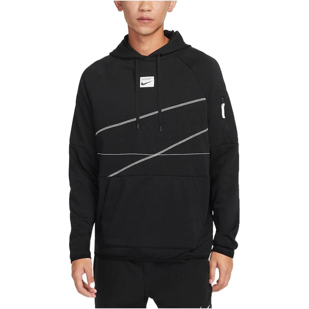 Nike Logo Print Pattern Drawstring Hooded Long-Sleeve Sweatshirt Men Tops Black DQ6621-010