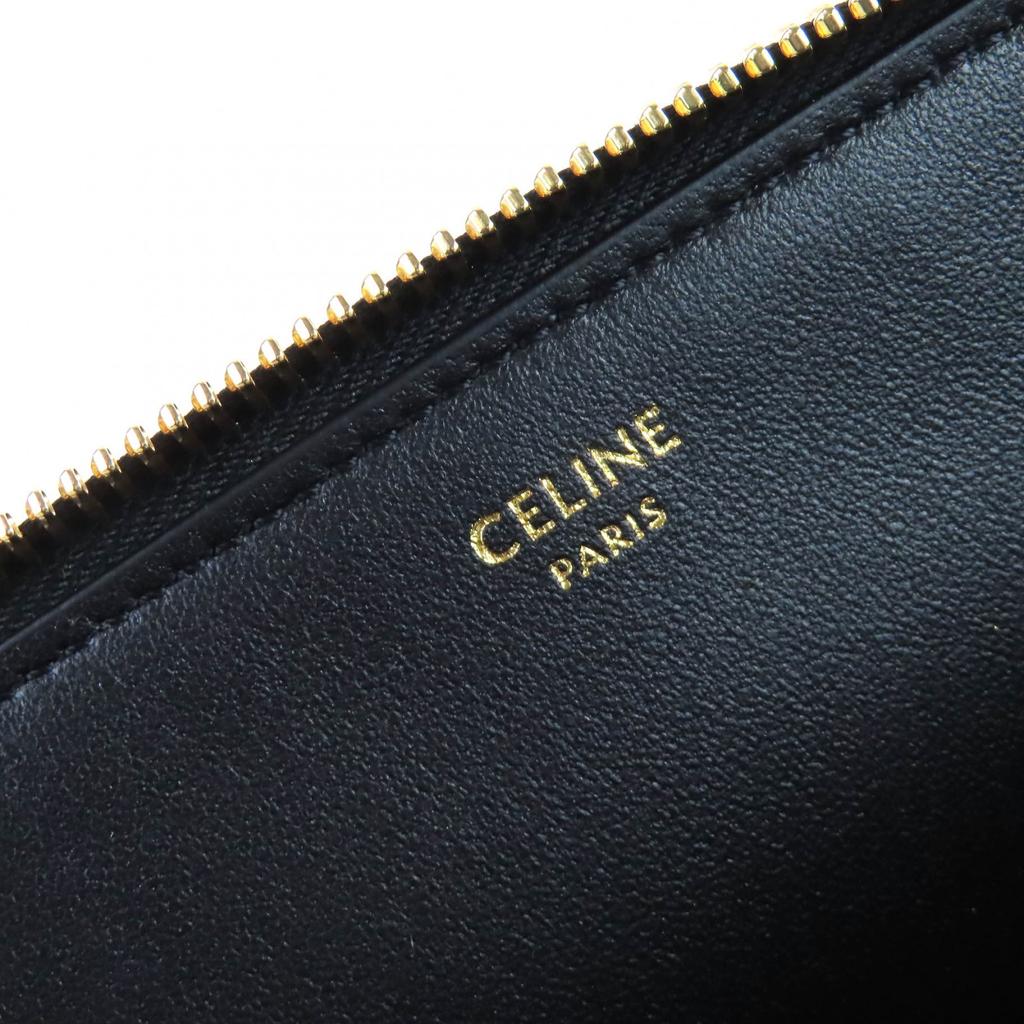 Makellose CELINE Pouch Triomphe mit Reißverschluss rundum aus schwarzem Kalbsleder für Damen 10N073GEZ Gebraucht