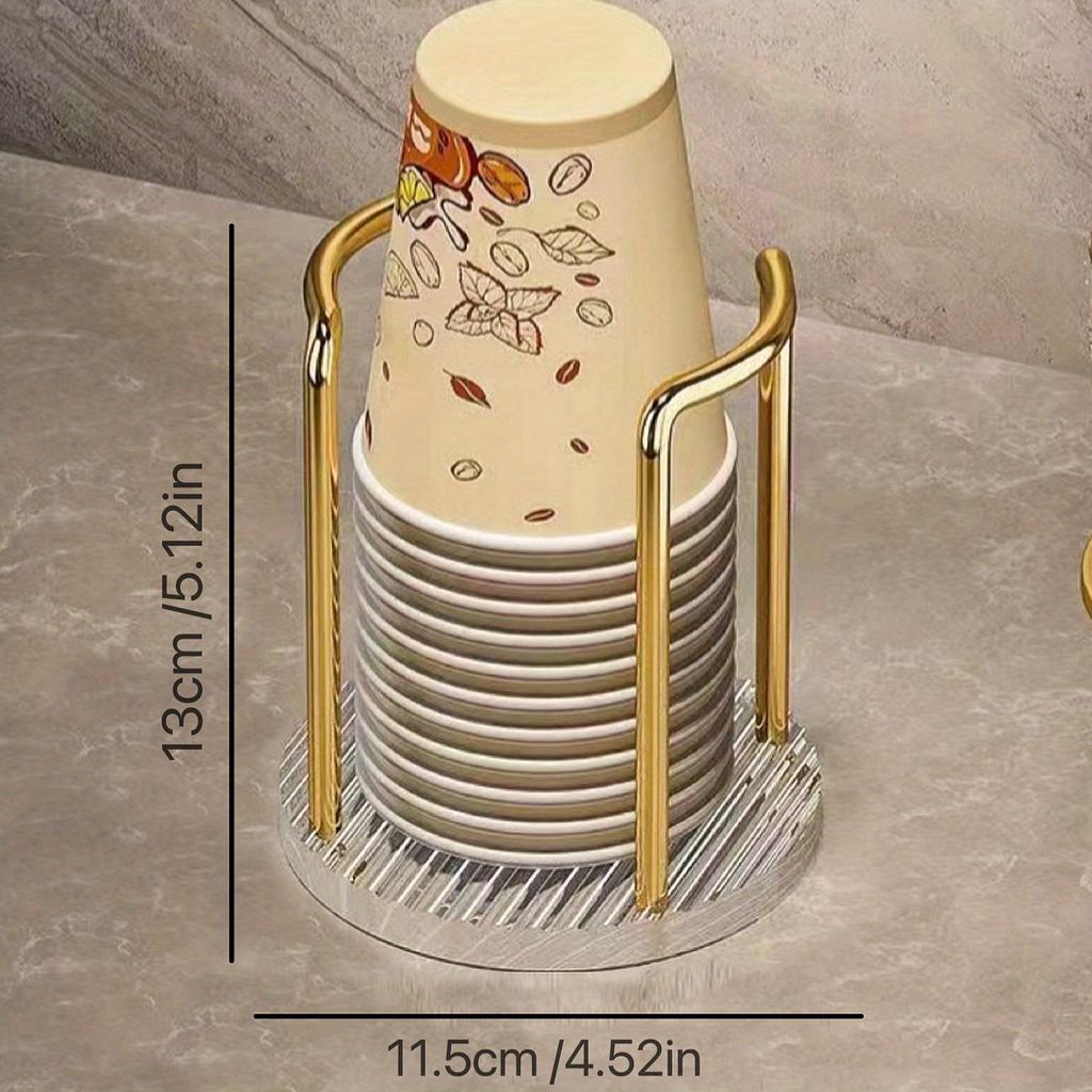 Elegant Acrylic Disposable Cup Holder with Golden-Tone Accents - Ideal for Home, Café, Office, and Hotel Use
