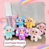 Cute Dog Vinyl Face Plush Toy Pendant Keychain Ornaments Delicate Doll Backpack Hangings Decor Car Keyring For Women Girls Kid