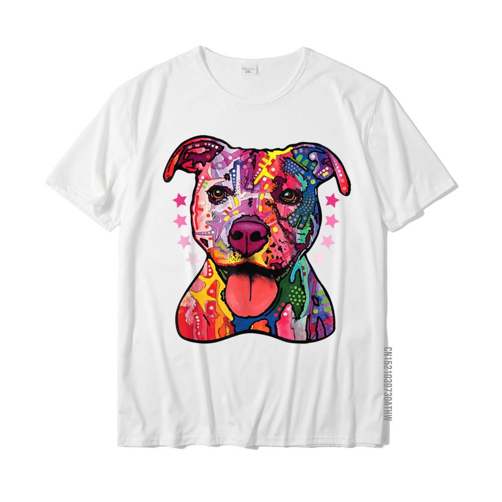 Pitbull Tshirt Rainbow Pitbull Shirt Gifts For Dog Lovers Oversized Group T Shirts Cotton Men Tops  Tees Simple Style S