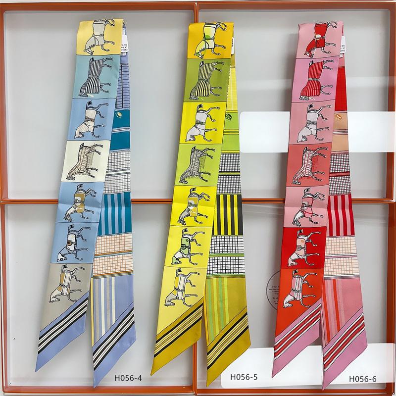 Cachecol de Seda 100% de Alta Qualidade Marca de Luxo Mulheres Faixa de Cabeça Faixa de Cabelo Foulard Gravata Lenço de Pescoço Cachecóis Skinny Acessórios