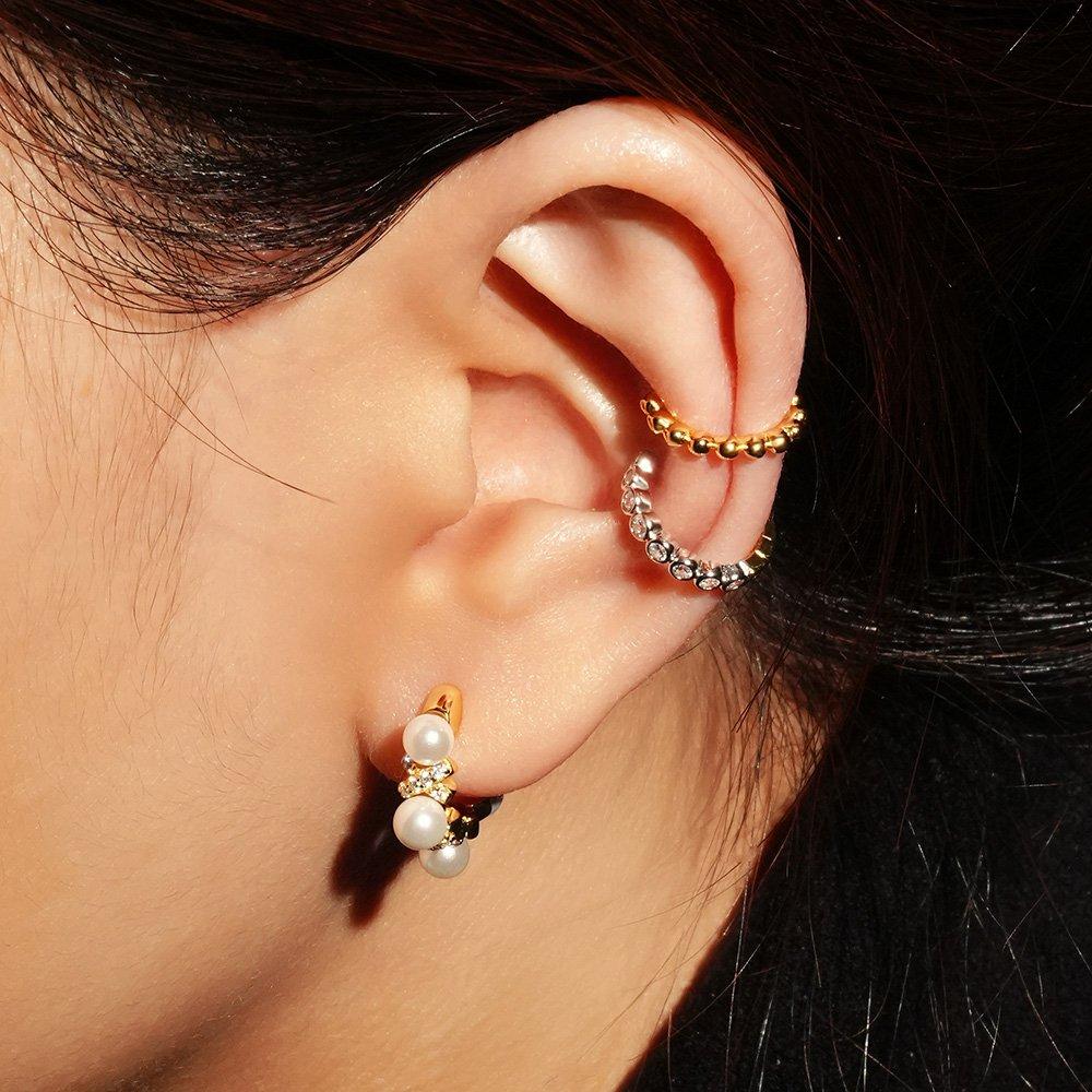 Gold Bead 925 Silver Ear Cuff E066-01G