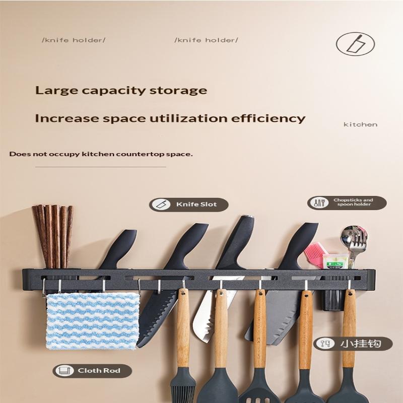 Stainless Steel Knife Holder Chopstick Holder Multi-Functional Knife Storage Rack Wall-Mounted Kitchen Rack