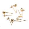 10Pcs 18k Gold Plated Round Ball Stud Earrings Post With Loop Earring Base Connectors Linker For DIY Jewelry Making
